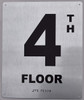 4TH Floor  - Floor Number - Tactile Touch Braille  - The Sensation line Safety Sign