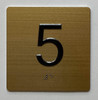 5TH FLOOR Elevator Jamb Plate  With Braille and raised number-Elevator FLOOR 5 number  - The sensation line
