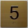 5TH FLOOR Elevator Jamb Plate  With Braille and raised number-Elevator FLOOR 5 number  - The sensation line Sign