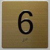 6TH FLOOR Elevator Jamb Plate  With Braille and raised number-Elevator FLOOR 6 number  - The sensation line Safety Sign