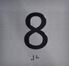 8TH Floor Elevator Jamb Plate  With Braille and raised number-Elevator floor number  letters & Grade 2 Braille - Includes Red Adhesive pad for Easy Installation - The Sensation line