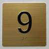 9TH FLOOR Elevator Jamb Plate  With Braille and raised number-Elevator FLOOR 9 number  - The sensation line Sign