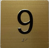 9TH FLOOR Elevator Jamb Plate  With Braille and raised number-Elevator FLOOR 9 number  - The sensation line Signage