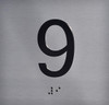 9TH Floor Elevator Jamb Plate  With Braille and raised number-Elevator floor number  letters & Grade 2 Braille - Includes Red Adhesive pad for Easy Installation - The Sensation line Sign