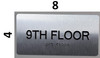 9th Floor - Floor Number Tactile Touch Braille  - The Sensation line Signage