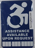 Assistance Available Upon Request  With Phone Number -The Pour Tous Blue Line Signage