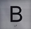 B Floor Elevator Jamb Plate  Letters & Grade 2 Braille - Includes Red Adhesive Pad For Easy Installation - The Sensation Line