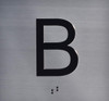 B Floor Elevator Jamb Plate  Letters & Grade 2 Braille - Includes Red Adhesive Pad For Easy Installation - The Sensation Line Sign