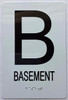 BASEMENT FLOOR  with Raised letters/Image & Grade 2 Braille - Includes Red Adhesive pad for Easy Installation - The sensation line Signage