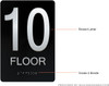 Black Floor number  -Tactile Graphics Grade 2 Braille Text with raised letters aluminum, Safety  for Office, school Hospital, Apartment BLACK (10th Floor ) Signage