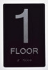 Black Floor number  -Tactile Graphics Grade 2 Braille Text with raised letters aluminum, Safety  for Office, school Hospital, Apartment BLACK (1st floor )