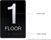 Black Floor number  -Tactile Graphics Grade 2 Braille Text with raised letters aluminum, Safety  for Office, school Hospital, Apartment BLACK (1st floor ) Building Sign