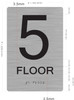Black Floor number  -Tactile Graphics Grade 2 Braille Text with raised letters aluminum, Safety  for Office, school Hospital, Apartment BLACK (5th Floor ) Building Sign