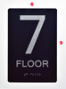 Black Floor number  -Tactile Graphics Grade 2 Braille Text with raised letters aluminum, Safety  for Office, school Hospital, Apartment BLACK (7th Floor ) Sign