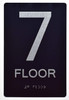 Black Floor number  -Tactile Graphics Grade 2 Braille Text with raised letters aluminum, Safety  for Office, school Hospital, Apartment BLACK (7th Floor ) Signage