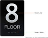 Black Floor number  -Tactile Graphics Grade 2 Braille Text with raised letters aluminum, Safety  for Office, school Hospital, Apartment BLACK (8th floor ) Signage