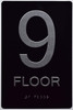 Black Floor number  -Tactile Graphics Grade 2 Braille Text with raised letters aluminum, Safety  for Office, school Hospital, Apartment BLACK (9th Floor )