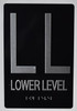 Black Floor number  -Tactile Graphics Grade 2 Braille Text with raised letters aluminum, Safety  for Office, school Hospital, Apartment BLACK (Lower Level ) Sign