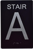 Black Floor number  -Tactile Graphics Grade 2 Braille Text with raised letters aluminum, Safety  for Office, school Hospital, Apartment BLACK (Stair A) Sign