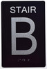 Black Floor number  -Tactile Graphics Grade 2 Braille Text with raised letters aluminum, Safety  for Office, school Hospital, Apartment BLACK (Stair B)