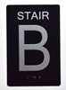 Black Floor number  -Tactile Graphics Grade 2 Braille Text with raised letters aluminum, Safety  for Office, school Hospital, Apartment BLACK (Stair B) Signage