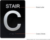 Black Floor number  -Tactile Graphics Grade 2 Braille Text with raised letters aluminum, Safety  for Office, school Hospital, Apartment BLACK (Stair C) Sign