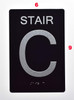 Black Floor number  -Tactile Graphics Grade 2 Braille Text with raised letters aluminum, Safety  for Office, school Hospital, Apartment BLACK (Stair C) Signage