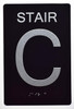 Black Floor number  -Tactile Graphics Grade 2 Braille Text with raised letters aluminum, Safety  for Office, school Hospital, Apartment BLACK (Stair C) Building Sign