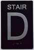 Black Floor number  -Tactile Graphics Grade 2 Braille Text with raised letters aluminum, Safety  for Office, school Hospital, Apartment BLACK (Stair D)