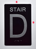 Black Floor number  -Tactile Graphics Grade 2 Braille Text with raised letters aluminum, Safety  for Office, school Hospital, Apartment BLACK (Stair D) Sign
