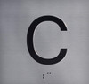 C Floor Elevator Jamb Plate  Raised Letters & Grade 2 Braille - Includes Red Adhesive Pad For Easy Installation-Tacticle  - The Sensation Line