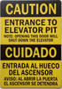 Caution Elevator pit SIGNAGE english/spanish yellow Aluminum Wall Mount  Rust-Free, Durable  Double-Sided Tape I Easy Installation -7x10 Inch