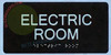 ELECTRIC ROOM SIGN Braille Sign with Raised Tactile Graphics and Letters -The Sensation line