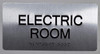 Electric Room Silver-Tactile Touch Braille  Safety Sign - The Sensation line
