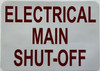Electrical Main Shut-Off Label Decal Sticker -