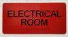 Electrical Room sign Raised letters & Grade 2 Braille - Includes Red Adhesive pad for Easy Installation - The Sensation line