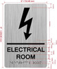 ELECTRICAL ROOM  Safety Sign with Raised letters/Image & Grade 2 Braille - Includes Red Adhesive pad for Easy Installation - The park Ave Line