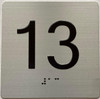 Elevator 13 FLOOR /jamb plate 13 floor  letters/Image & Grade 2 Braille - Includes Red Adhesive pad for Easy Installation - The Sensation line