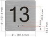 Elevator 13 FLOOR Sign/jamb plate 13 floor sign letters/Image & Grade 2 Braille - Includes Red Adhesive pad for Easy Installation - The Sensation line