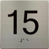Elevator 15 FLOOR /jamb plate 15 floor  letters/Image & Grade 2 Braille - Includes Red Adhesive pad for Easy Installation - The Sensation line