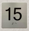 Elevator 15 FLOOR Sign/jamb plate 15 floor sign letters/Image & Grade 2 Braille - Includes Red Adhesive pad for Easy Installation - The Sensation line