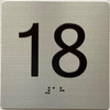 Elevator 18 FLOOR  Safety Sign/jamb plate 18 floor  Safety Sign letters/Image & Grade 2 Braille - Includes Red Adhesive pad for Easy Installation - The Sensation line