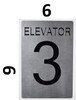 Elevator 3 Sign Silver - Tactile Touch Braille Sign - The Sensation line