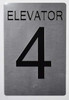 Elevator 4 Sign Silver - Tactile Touch Braille Sign - The Sensation line