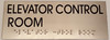 ELEVATOR CONTROL ROOM  Safety Sign - BRAILLE-STAINLESS STEEL