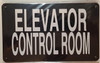 Elevator Control Room  Safety Sign