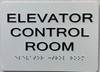 ELEVATOR CONTROL ROOM  Safety Sign with Raised letters/Image & Grade 2 Braille - Includes Red Adhesive pad for Easy Installation - The sensation line