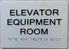 ELEVATOR EQUIPMENT ROOM sign with Raised letters/Image & Grade 2 Braille - Includes Red Adhesive pad for Easy Installation - The sensation line