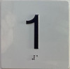Elevator floor 1 /jamb plate floor 1  letters/Image & Grade 2 Braille - Includes Red Adhesive pad for Easy Installation - The Sensation line