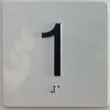Elevator floor 1  Safety Sign/jamb plate floor 1  Safety Sign letters/Image & Grade 2 Braille - Includes Red Adhesive pad for Easy Installation - The Sensation line